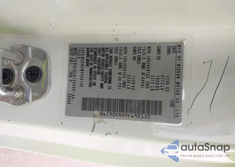 2021 Nissan Nv200 z USA, uszkodzony, nr VIN 3N6CM0KNXMK692130